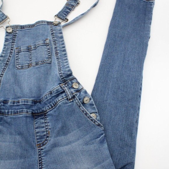 Kiss & Cry Size 1 Distressed Denim Bib Girls Skinny Overalls - Picture 3 of 9
